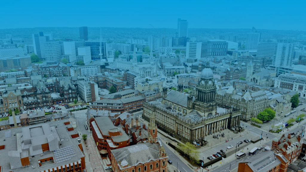 Image of Leeds city centre viewed from the sky