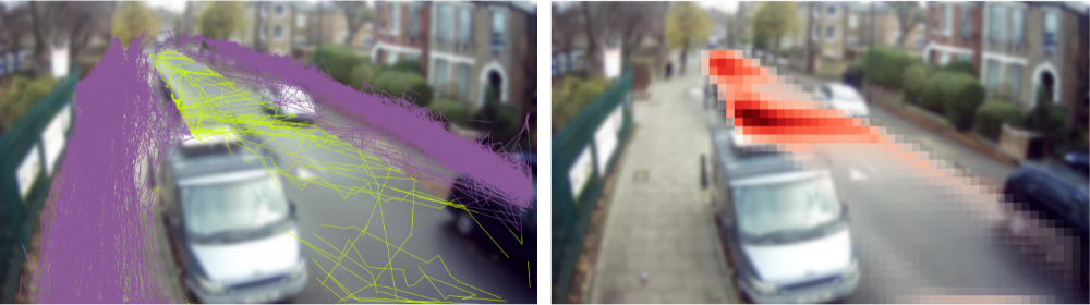 Pedestrian use of pavement and carriageway shown with path data and heatmap to support School Street analysis