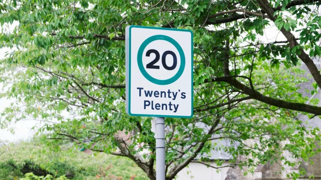 Twenty is Plenty Road Sign for Speed Monitoring and road safety