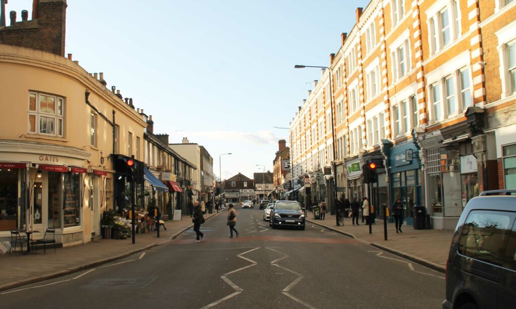 Image of Wimble high street in Merton council, south London