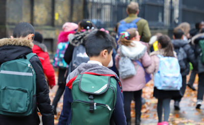 Image of kids walking to school safety as a result of a school street scheme