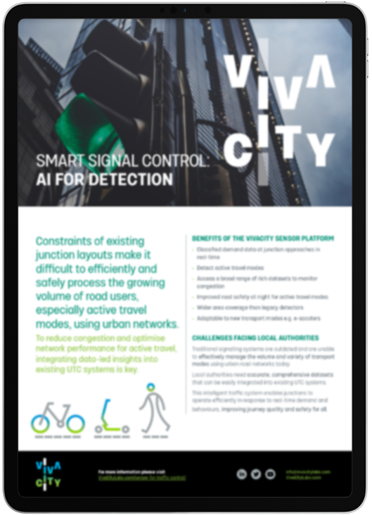 Image of tablet with Smart Signal Control: AI for Detection brochure