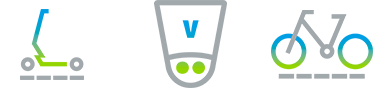 VivaCity Icons with sensor, bicycle and e-scooter
