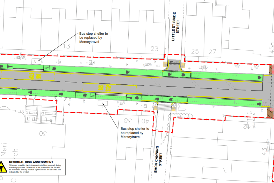 image of technical plans for catharine street road layout